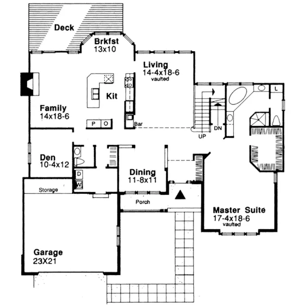 Traditional House Plan First Floor - Calumet Ranch Country Home 072D-0415 - Search House Plans and More