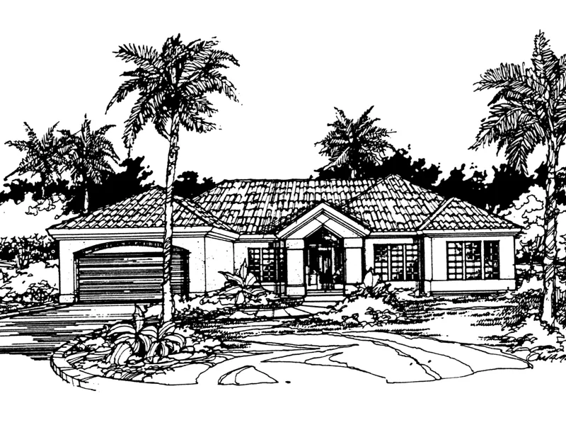 Adobe House Plans & Southwestern Home Design Front of Home - Cantwell Cove Sunbelt Home 072D-0417 - Search House Plans and More