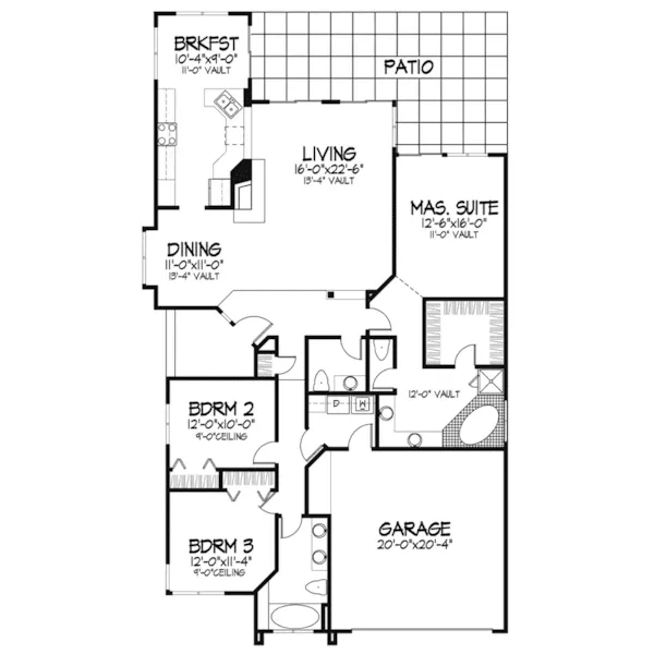 Southern House Plan First Floor - Emilia Park Country Ranch Home 072D-0420 - Search House Plans and More