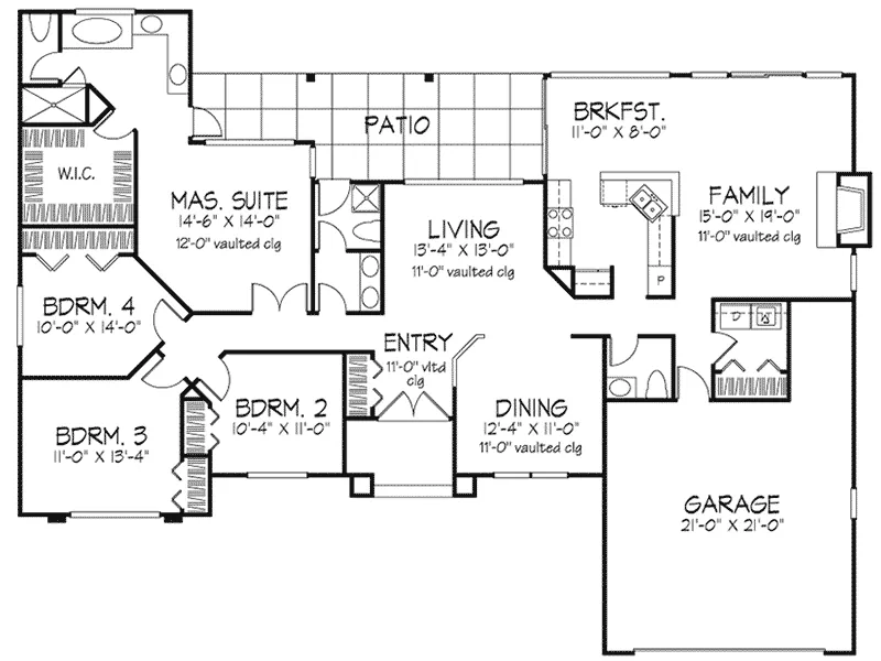 Sunbelt House Plan First Floor - Brendan Spanish Style Home 072D-0421 - Search House Plans and More