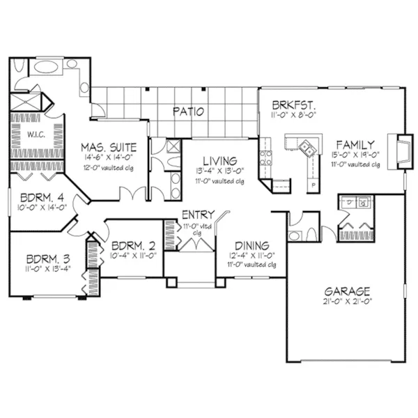 Southwestern House Plan First Floor - Brendan Spanish Style Home 072D-0421 - Search House Plans and More