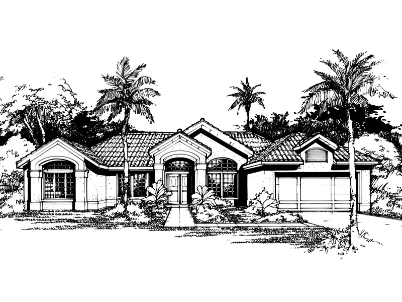 Southwestern House Plan Front of Home - Brendan Spanish Style Home 072D-0421 - Search House Plans and More