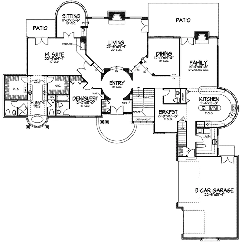 Southern House Plan First Floor - Babylon Manor Luxury Home 072D-0425 - Search House Plans and More