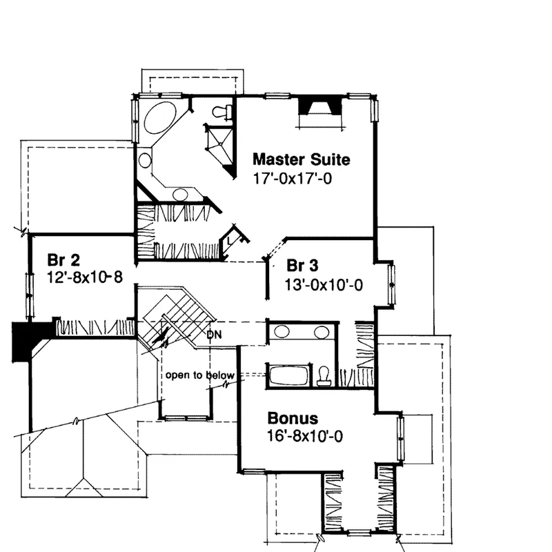 Colonial House Plan Second Floor - Carol Junction European Home 072D-0428 - Search House Plans and More