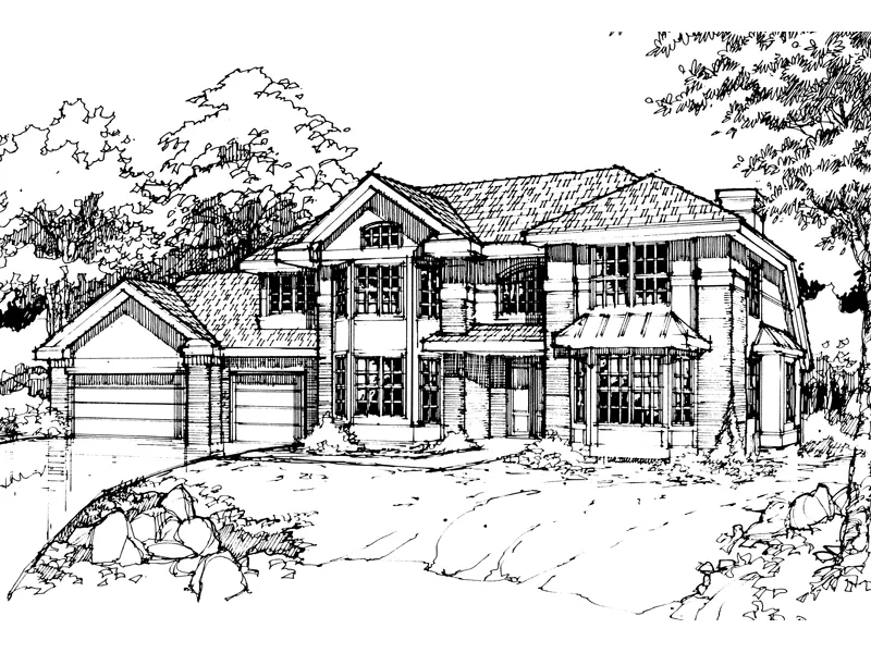 Colonial House Plan Front of Home - Ellerton Southern Tudor Home 072D-0430 - Search House Plans and More