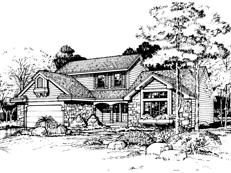 Traditional House Plan Front of Home - Payne Point Contemporary Home 072D-0432 - Shop House Plans and More