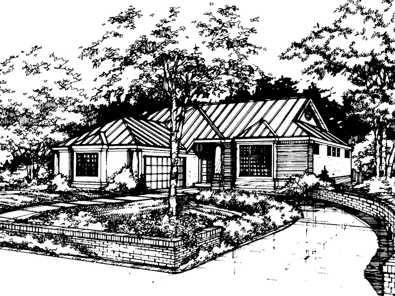 Contemporary House Plan Front of Home - Idamor Modern Ranch Home 072D-0437 - Search House Plans and More
