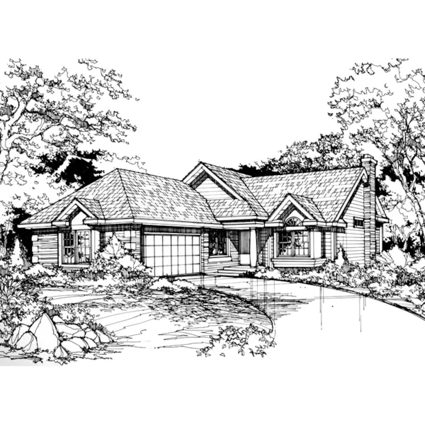 Traditional House Plan Front of Home - Prestcreek Ranch Home 072D-0439 - Shop House Plans and More