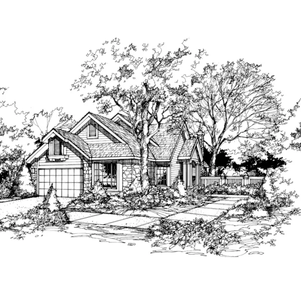 Craftsman House Plan Front of Home - Deminelle Southern Ranch Home 072D-0442 - Search House Plans and More