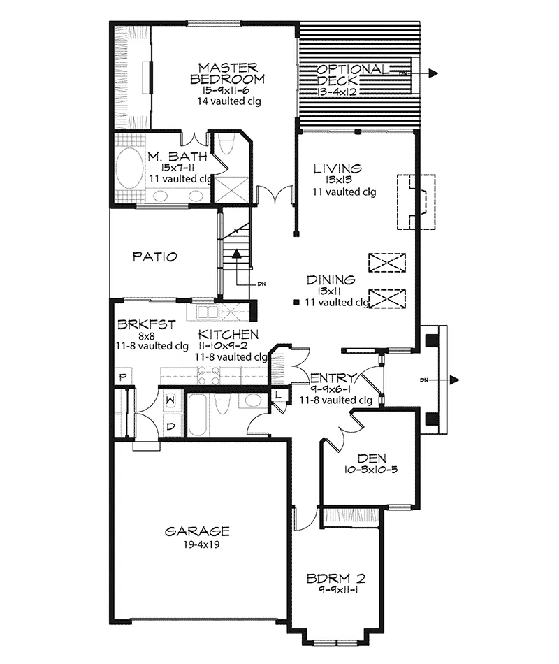 Country House Plan First Floor - Kerston Ridge Narrow Lot Home 072D-0444 - Search House Plans and More