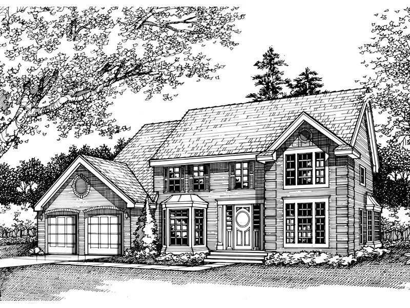 Colonial House Plan Front of Home - Dover Station Colonial Home 072D-0446 - Search House Plans and More