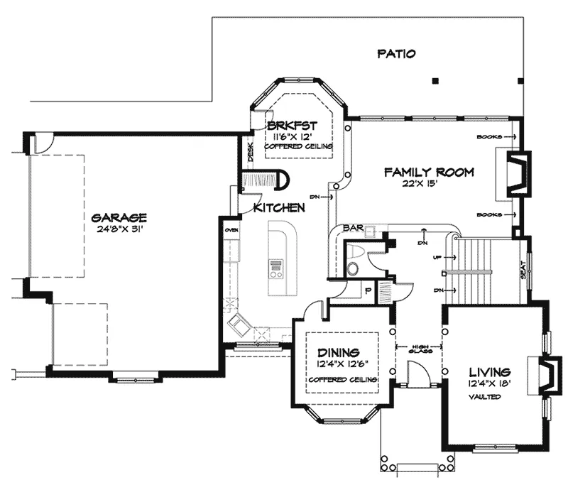 Contemporary House Plan First Floor - Hollyberry Luxury Rustic Home 072D-0448 - Search House Plans and More