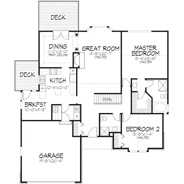 Ranch House Plan First Floor - Summit Cove Traditional Home 072D-0450 - Shop House Plans and More