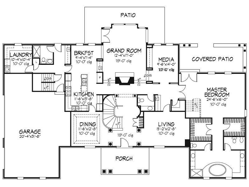 Southern Plantation House Plan First Floor - Westleigh Terrace Luxury Home 072D-0452 - Shop House Plans and More