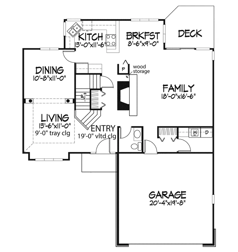 Traditional House Plan First Floor - Francesca Southern Country Home 072D-0453 - Search House Plans and More