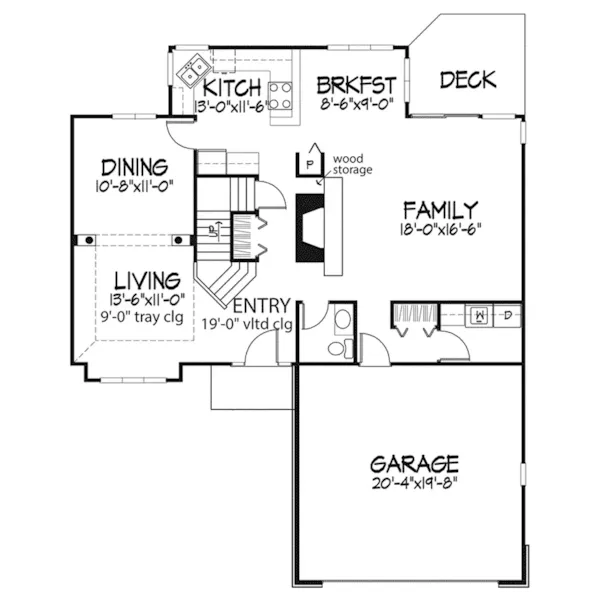 Traditional House Plan First Floor - Francesca Southern Country Home 072D-0453 - Search House Plans and More