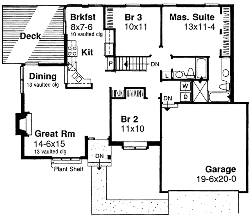 Ranch House Plan First Floor - Conroy Elegant Ranch Home 072D-0454 - Search House Plans and More