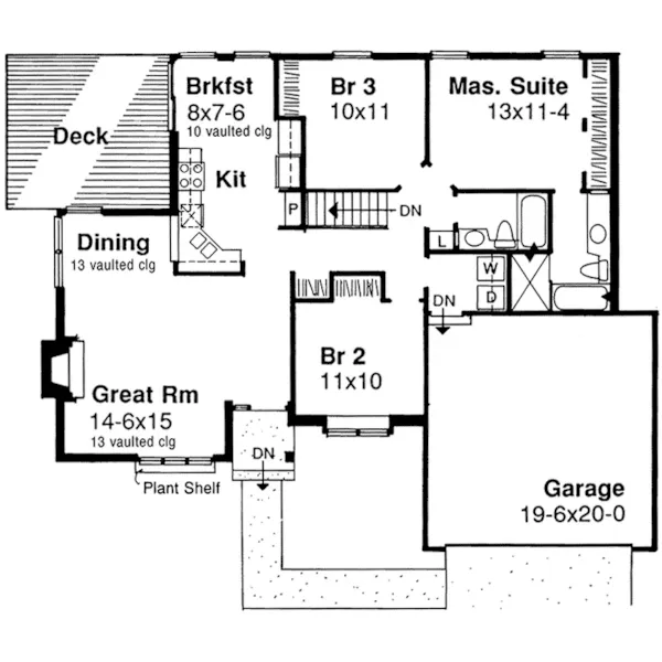 Ranch House Plan First Floor - Conroy Elegant Ranch Home 072D-0454 - Search House Plans and More