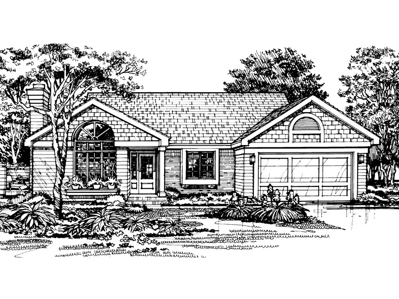 Ranch House Plan Front of Home - Conroy Elegant Ranch Home 072D-0454 - Search House Plans and More