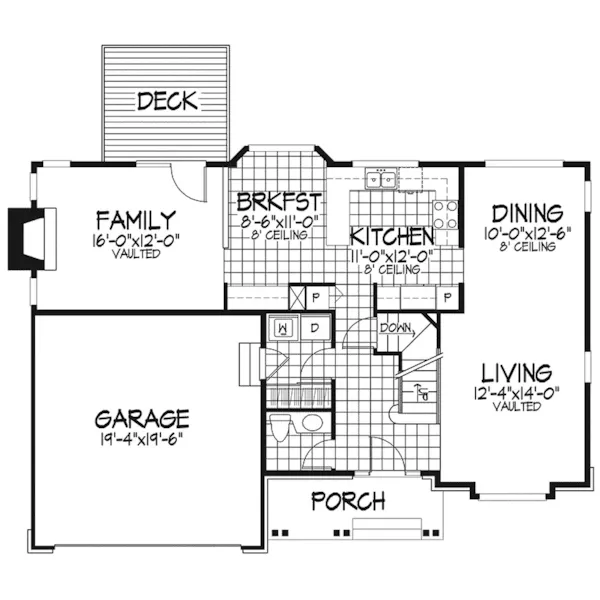 Contemporary House Plan First Floor - Marvista Traditional Home 072D-0470 - Shop House Plans and More