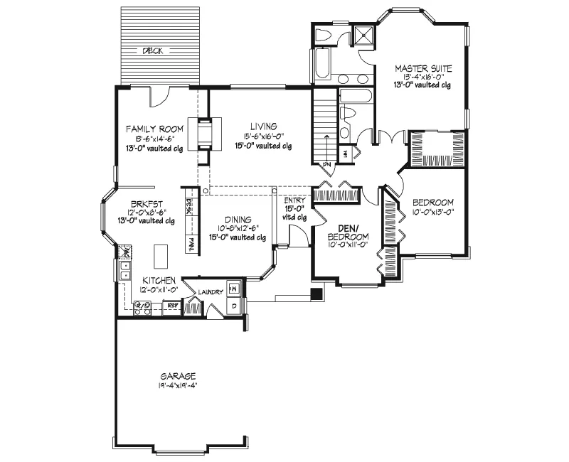 Country House Plan First Floor - Bogard Ranch Home 072D-0473 - Search House Plans and More