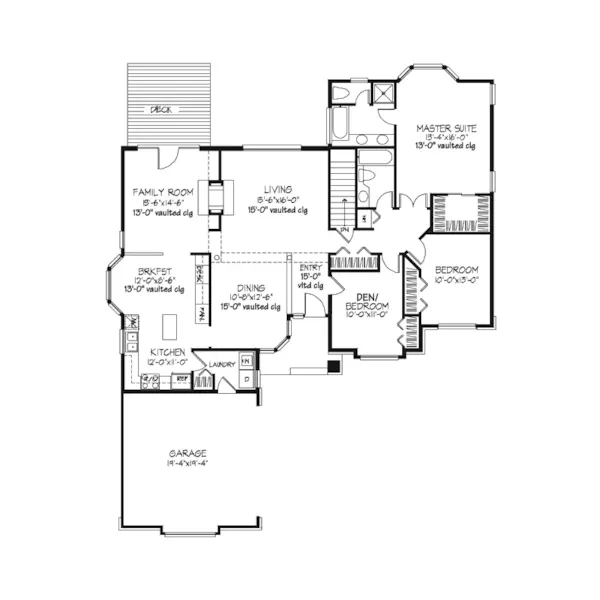 Traditional House Plan First Floor - Bogard Ranch Home 072D-0473 - Search House Plans and More