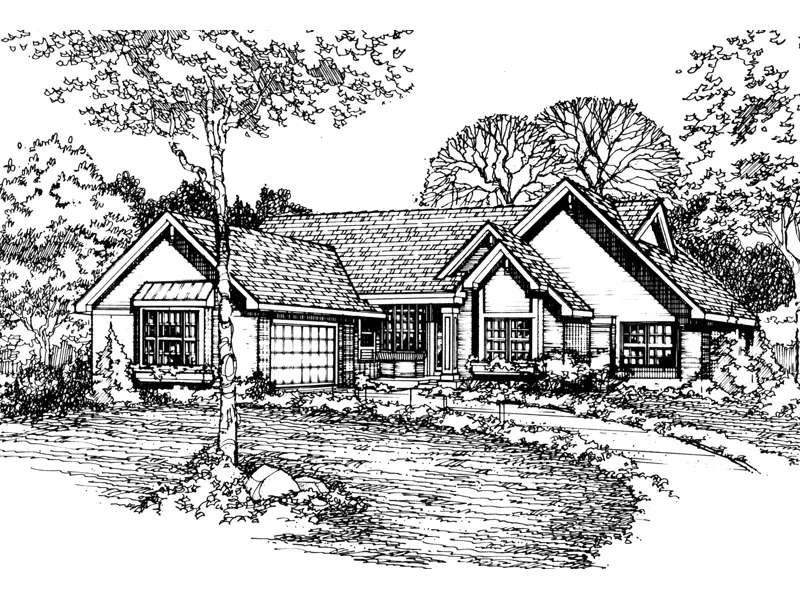 Traditional House Plan Front of Home - Bogard Ranch Home 072D-0473 - Search House Plans and More