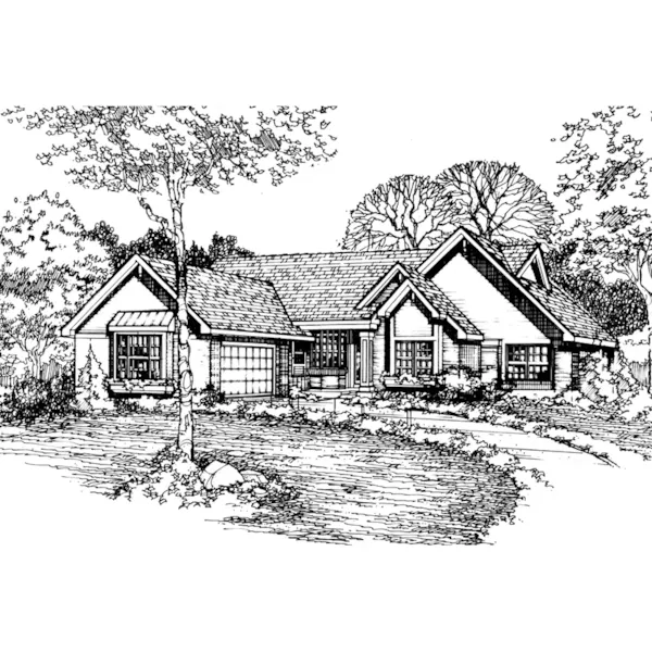 Traditional House Plan Front of Home - Bogard Ranch Home 072D-0473 - Search House Plans and More