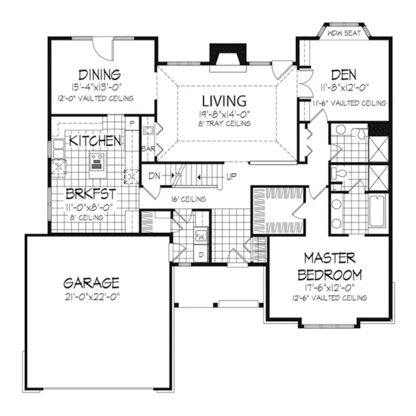 Contemporary House Plan First Floor - Burtonville Country Home 072D-0479 - Search House Plans and More