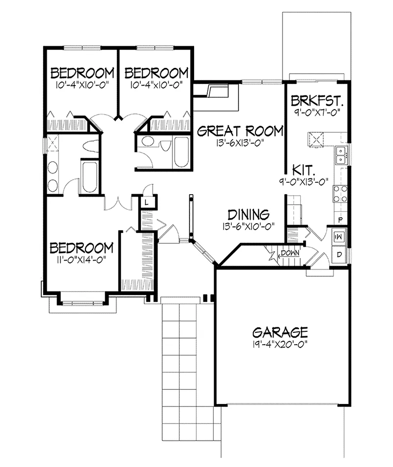 Traditional House Plan First Floor - Hannah Hill Ranch Home 072D-0486 - Search House Plans and More