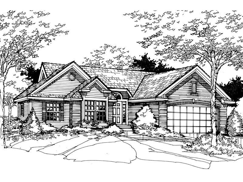 Ranch House Plan Front of Home - Burly Ridge Ranch Home 072D-0487 - Search House Plans and More