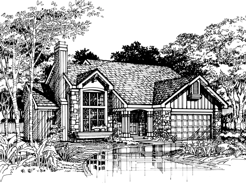 Traditional House Plan Front of Home - Flintlock Path Craftsman Home 072D-0490 - Search House Plans and More