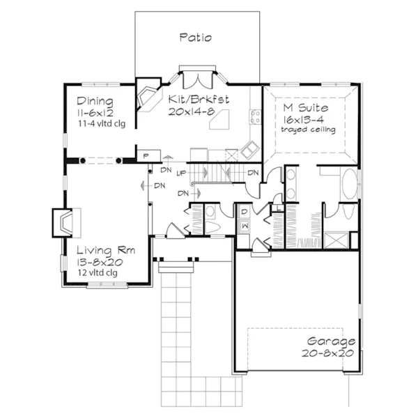 Cabin & Cottage House Plan First Floor - Sunnycrest Traditional Home 072D-0493 - Shop House Plans and More