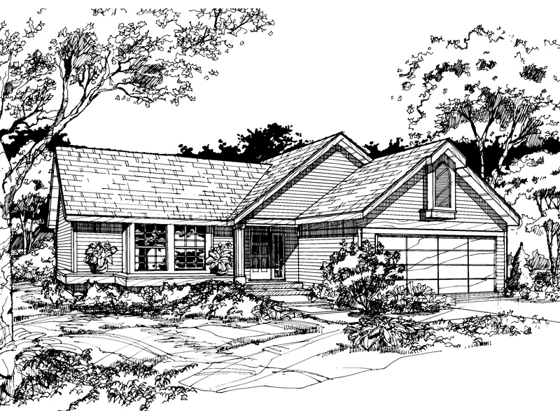 Ranch House Plan Front of Home - Fontaine Park Ranch Home 072D-0496 - Search House Plans and More