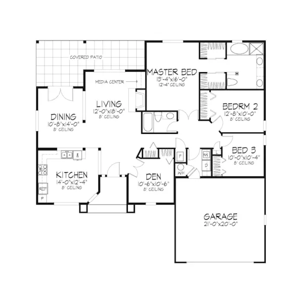 Southwestern House Plan First Floor - Aurelia Hill Southwestern Home 072D-0498 - Search House Plans and More