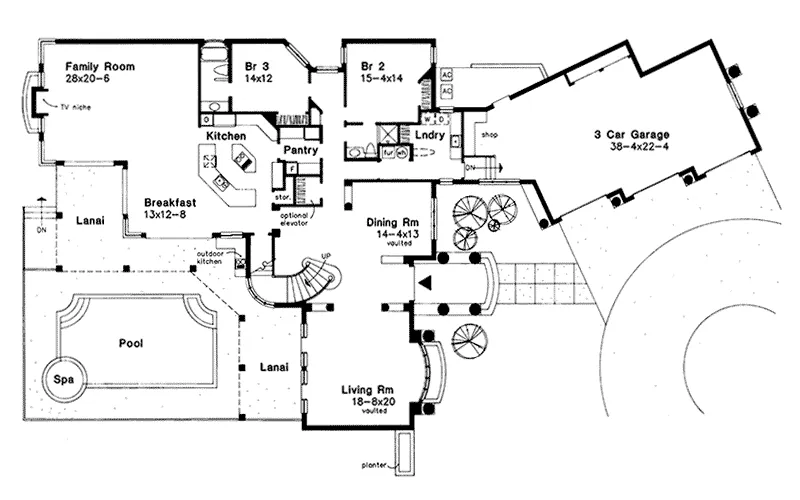 Santa Fe House Plan First Floor - Lexington Pass Luxury Home 072D-0517 - Shop House Plans and More