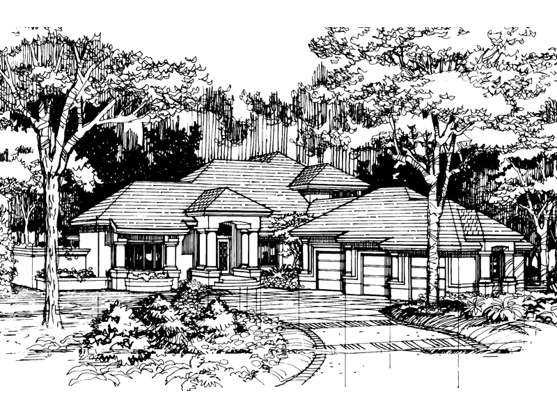 Santa Fe House Plan Front of Home - Lexington Pass Luxury Home 072D-0517 - Shop House Plans and More