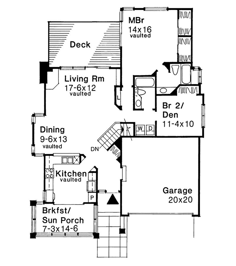 Modern House Plan First Floor - Oak Creek Ranch Home 072D-0519 - Shop House Plans and More
