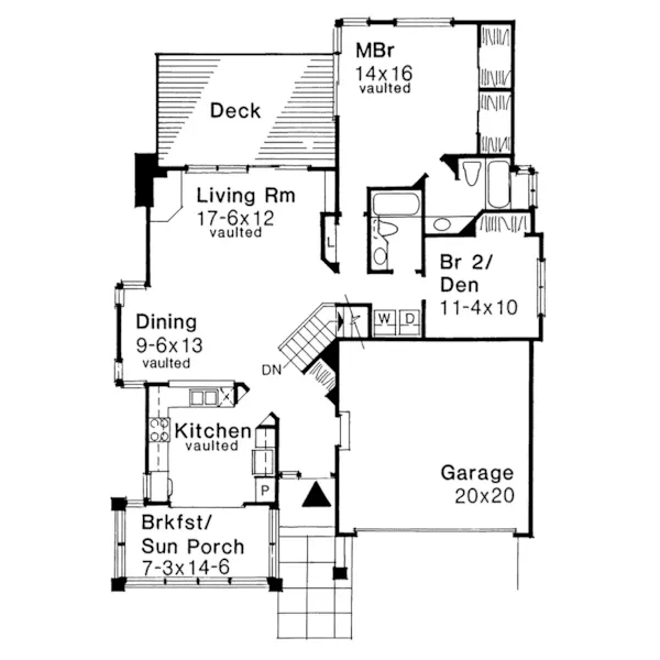 Contemporary House Plan First Floor - Oak Creek Ranch Home 072D-0519 - Shop House Plans and More