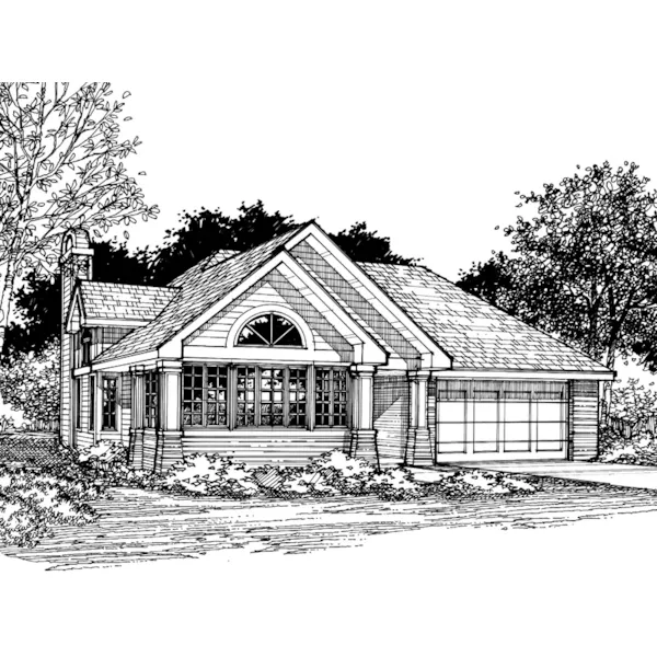 Contemporary House Plan Front of Home - Oak Creek Ranch Home 072D-0519 - Shop House Plans and More