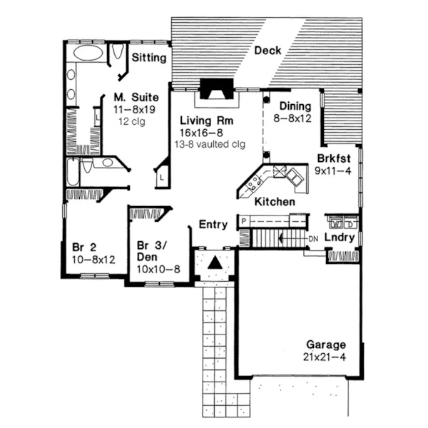 Modern House Plan First Floor - Crabtree Hollow Ranch Home 072D-0520 - Search House Plans and More