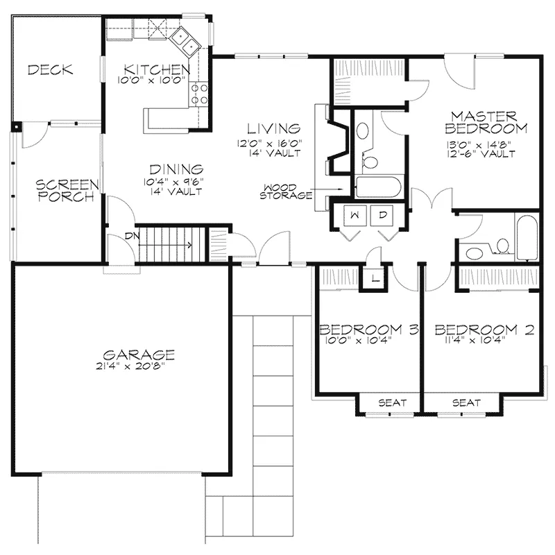 Ranch House Plan First Floor - Monet Country Home 072D-0522 - Shop House Plans and More