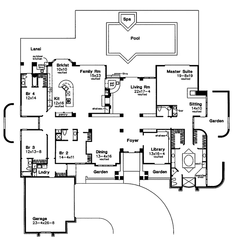 Luxury House Plan First Floor - Deer Valley Luxury Sunbelt Home 072D-0524 - Search House Plans and More