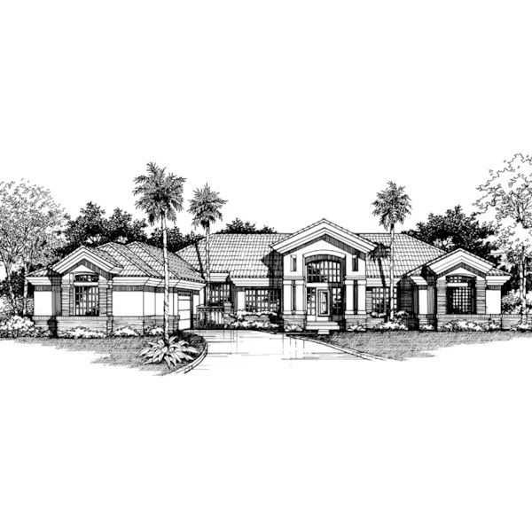 Florida House Plan Front of Home - Deer Valley Luxury Sunbelt Home 072D-0524 - Search House Plans and More