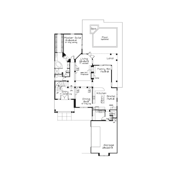 Santa Fe House Plan First Floor - Altenburg Luxury Home 072D-0525 - Search House Plans and More