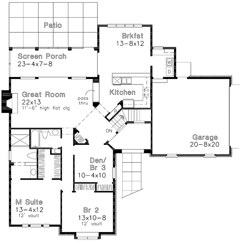 Tudor House Plan First Floor - Bentbrook Lake Ranch Home 072D-0529 - Search House Plans and More