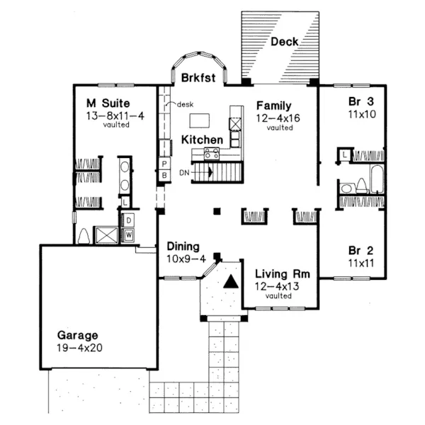 Traditional House Plan First Floor - Hudson Landing Ranch Home 072D-0530 - Search House Plans and More