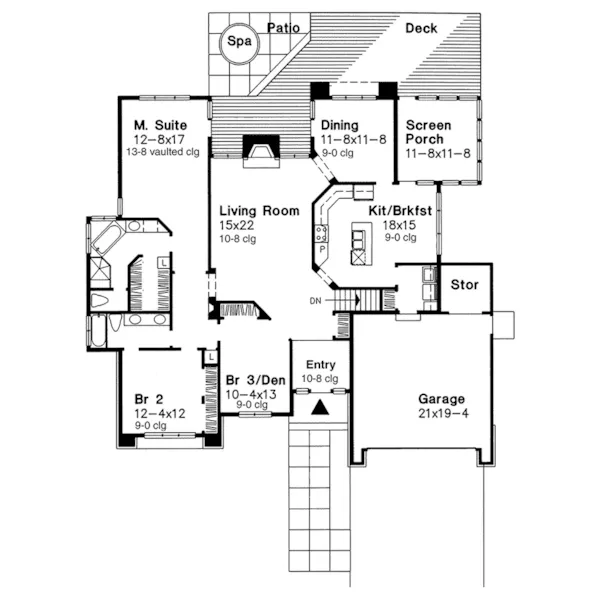 Contemporary House Plan First Floor - Gainesville Ranch Home 072D-0531 - Search House Plans and More