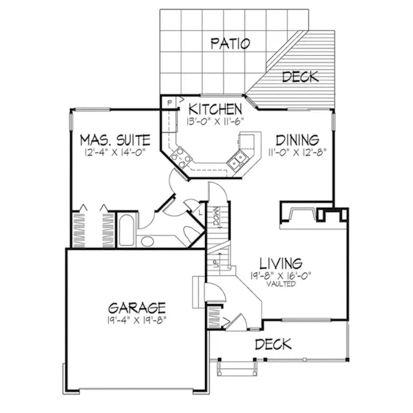 Arts & Crafts House Plan First Floor - Poney Creek Country Home 072D-0547 - Shop House Plans and More