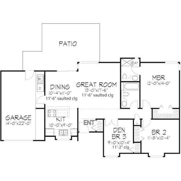 Southern House Plan First Floor - Debonnaire Ranch Home 072D-0549 - Search House Plans and More